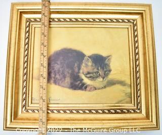 Framed Reproduction Art of Henriette Ronner "The Parson's Kitten".  Measures 9" x 12". 0202LW