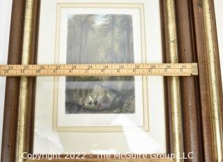 Three (3) 19th Century Framed Under Glass American Scenery Colored Engravings by William Henry Bartlett. Mount Washington & The White Hills. View Below Table Rock. A Forest Scene.  