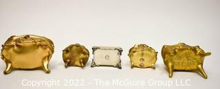 Five (5) French Art Nouveau Gilt Jewelry Caskets