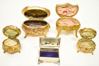 Five (5) French Art Nouveau Gilt Jewelry Caskets