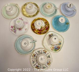 Collection of Fine Porcelain Hand Painted Tea Cups and Saucers. 