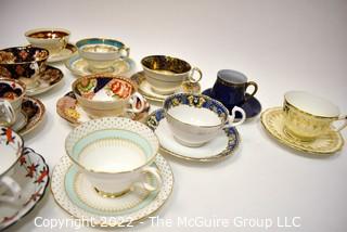 Collection of Fine Porcelain Hand Painted Tea Cups and Saucers. 