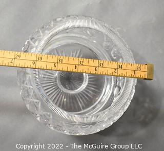 Heavy Cut Lead Crystal Serving Pedestal Bowl With Intaglio Butterfly Decoration.  Measures 6" in diameter and 7" tall.