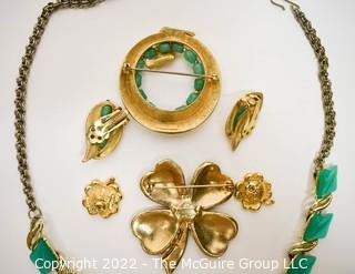 Group of Green Costume Jewelry Including Weiss. 