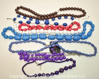 Group of Bright Lucite & Plastic Bead Necklaces