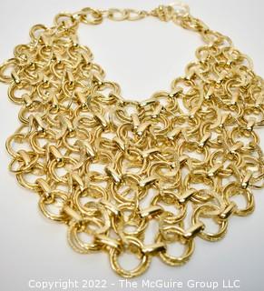 Vintage Chunky Gold Multi Chain Bib Necklace