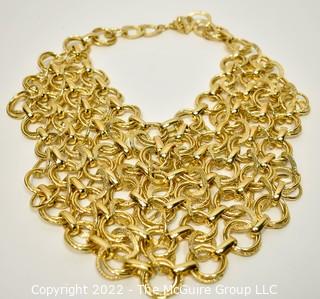 Vintage Chunky Gold Multi Chain Bib Necklace