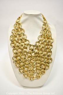 Vintage Chunky Gold Multi Chain Bib Necklace