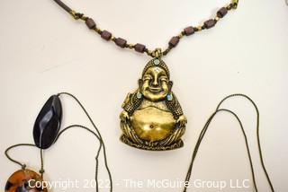 Group of Vintage Beaded Necklaces Including Lapis Stone Pendants. 