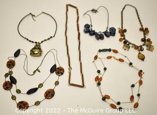 Group of Vintage Beaded Necklaces Including Lapis Stone Pendants. 