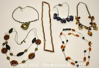 Group of Vintage Beaded Necklaces Including Lapis Stone Pendants. 