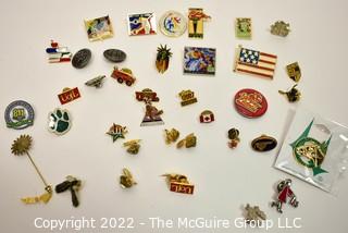 Collection of Pins and Pinbacks Including Olympic Pins from 1992 Winter Olympics in Albertville France, Summer Olympics in Atlanta Georgia and the Kentucky Derby.