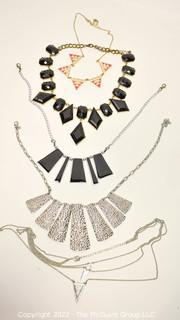 Group of Geometric Shaped Costume Jewelry Necklaces.