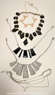 Group of Geometric Shaped Costume Jewelry Necklaces.