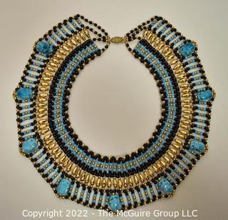 Egyptian Revival Scarab Bead Collar or Bib Necklace