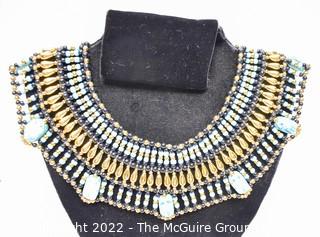 Egyptian Revival Scarab Bead Collar or Bib Necklace