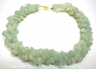 Triple Strand Jade Chip Necklace.  Measures 17" long. 0085CC