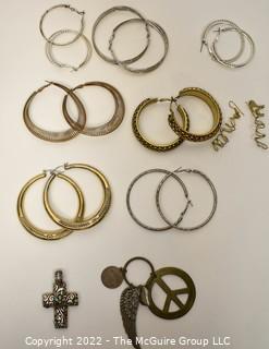 Group of Large Pierced Hoop Earrings. 