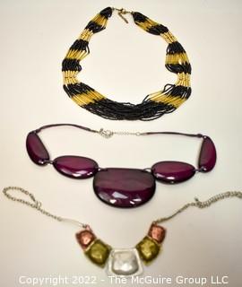 Three (3) Glass Bead Costume Jewelry Necklaces