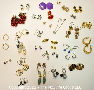 Group of Pierced Costume Jewelry Earrings.