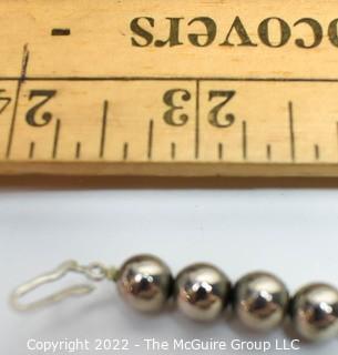 Vintage Mexican Sterling Silver Graduated Hollow Bead Necklace.  Missing Clasp.  Measures 23".