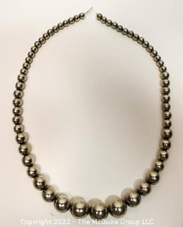 Vintage Mexican Sterling Silver Graduated Hollow Bead Necklace.  Missing Clasp.  Measures 23".