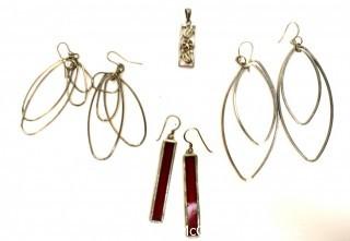 Vintage Silver and Sterling Silver Earrings and Pendant.