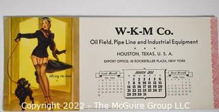 Earl Moran Pin-up Calendar Cards or Ink Blotters Made by Brown & Bigelow, c. 1940s-1950s, for WKM Oil Field & Pipe Line Co.  Includes Life Magazine with Article About Artist.