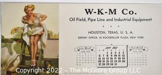 Earl Moran Pin-up Calendar Cards or Ink Blotters Made by Brown & Bigelow, c. 1940s-1950s, for WKM Oil Field & Pipe Line Co.  Includes Life Magazine with Article About Artist.