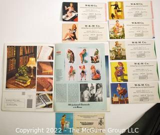 Earl Moran Pin-up Calendar Cards or Ink Blotters Made by Brown & Bigelow, c. 1940s-1950s, for WKM Oil Field & Pipe Line Co.  Includes Life Magazine with Article About Artist.