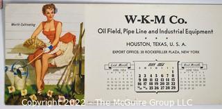 Earl Moran Pin-up Calendar Cards or Ink Blotters Made by Brown & Bigelow, c. 1940s-1950s, for WKM Oil Field & Pipe Line Co.  Includes Life Magazine with Article About Artist.