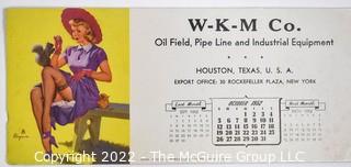 Earl Moran Pin-up Calendar Cards or Ink Blotters Made by Brown & Bigelow, c. 1940s-1950s, for WKM Oil Field & Pipe Line Co.  Includes Life Magazine with Article About Artist.