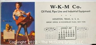 Earl Moran Pin-up Calendar Cards or Ink Blotters Made by Brown & Bigelow, c. 1940s-1950s, for WKM Oil Field & Pipe Line Co.  Includes Life Magazine with Article About Artist.