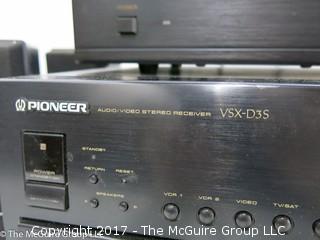 HIGH END AUDIO: Large collection of stereo components, speakers, remotes and connectors including BOSE, SONY, CRUTCHFIELD, NHT, PIONEER, PROSCAN, KOSS, JVC, AND RCA