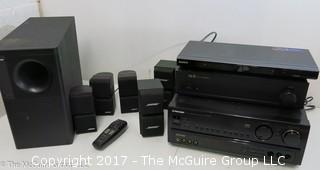 HIGH END AUDIO: Large collection of stereo components, speakers, remotes and connectors including BOSE, SONY, CRUTCHFIELD, NHT, PIONEER, PROSCAN, KOSS, JVC, AND RCA