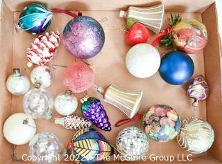 Group of Vintage Hand Painted Mercury Glass Christmas Ornaments