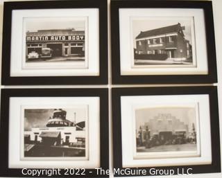 Set of Four (4) Framed Under Glass Black and White Vintage Photographs Arlington Landmarks. Each measure 13” x 16”.