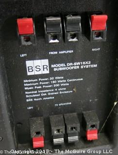 BIG SOUNDS! 3 pieces: Pair of BSR Model DR-1550R Five-Way Acoustic Suspension Loudspeaker System with peak power 200W; and BSR Model DR-SW16 x 2 Subwoofer System