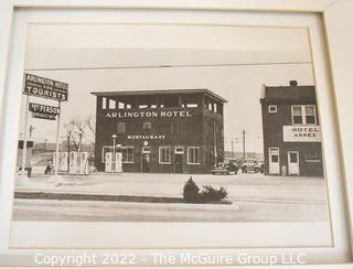 Set of Four (4) Framed Under Glass Black and White Vintage Photographs Arlington Landmarks. Each measure 13” x 16”.