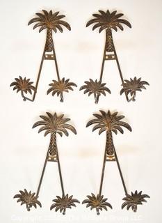 Four (4) Godinger Silver Plated Palm Tree Theme Wall Mount Plate Holders.