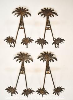 Four (4) Godinger Silver Plated Palm Tree Theme Wall Mount Plate Holders.