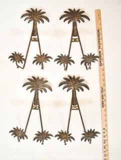 Four (4) Godinger Silver Plated Palm Tree Theme Wall Mount Plate Holders.