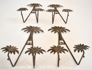 Four (4) Godinger Silver Plated Palm Tree Theme Wall Mount Plate Holders.