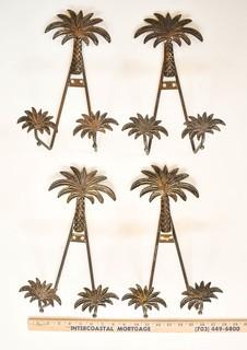 Four (4) Godinger Silver Plated Palm Tree Theme Wall Mount Plate Holders.