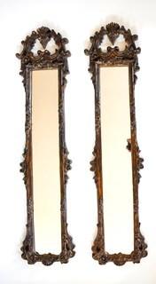 Two (2) Matching Narrow Ornate Traditional Accent Panel Mirrors.  Each measure 12" x 51".