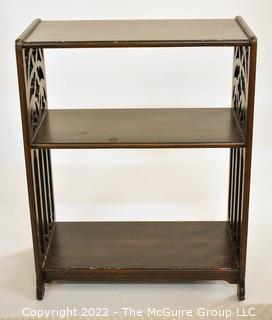 Petite Mahogany Wood Book Shelf with Pierced Sides. 10" x 20".