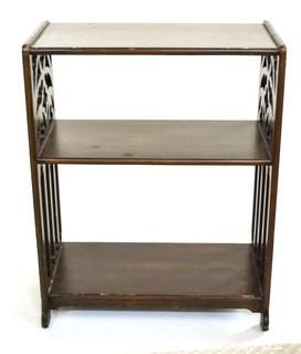 Petite Mahogany Wood Book Shelf with Pierced Sides. 10" x 20".