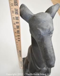 Faux Cement Dog Statuary.  Measures 31" tall.