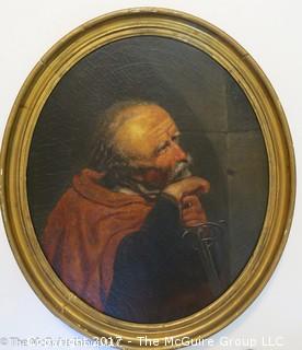 Possibly 19th century Continental military portrait; oil on canvas; oval frame 21" x 25"; thought to be French