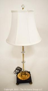 Glass Table Lamp and Shade.  Measures 27" tall including shade. 